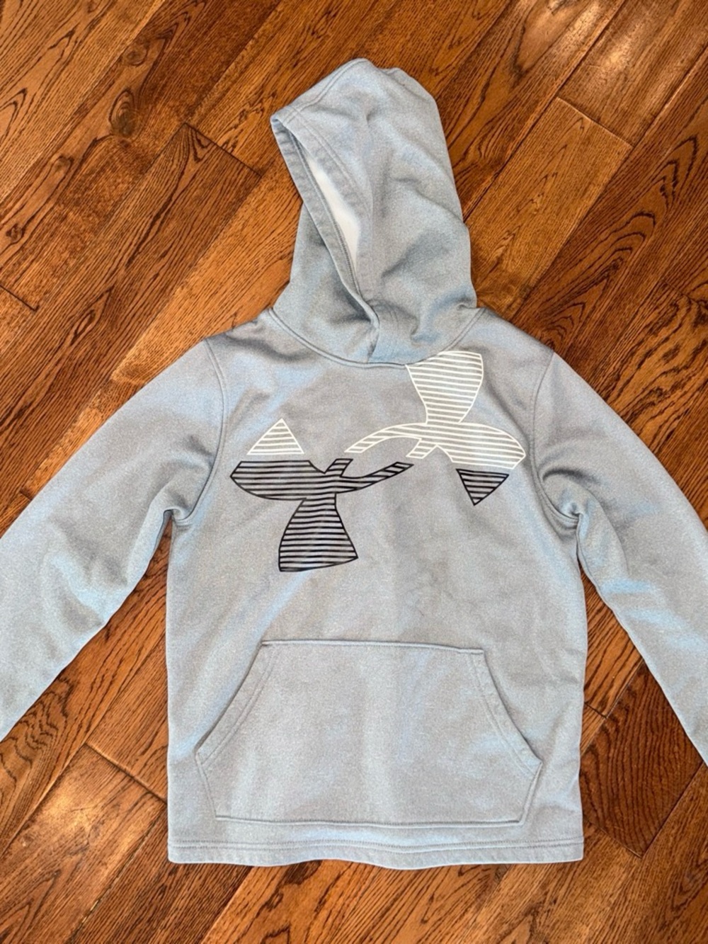 Under Armour Light Blue Kids Hoodie with Striped Logo